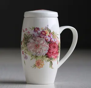 Große Kapazität Keramik Kunst Tasse Kaffeetasse mit Deckel und Griff Tee tasse Kaffeeset