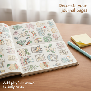Pegatinas con Diseño de Conejitos, Estilo Ins, Suaves y Lindas, Paquete de Pegatinas para Decoración de Diarios, Adhesivos Kawaii de Dibujos Animados para Manualidades - Product Image 2