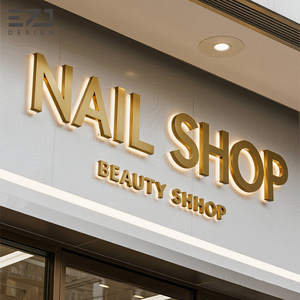 Gepersonaliseerde Led Interieur Exterieur Bewegwijzering, Gouden Nagelwinkel Kanaal Letters,Enseigne Lumineuse,Outdoor Storefront Borden - Product Image 1