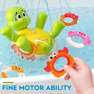 Jouet aquatique tortue nageuse très vendu, jouet <span class=keywords><strong>de</strong></span> <span class=keywords><strong>bain</strong></span> arroseur pour bébé et tout-petit avec 5 anneaux pour enfants <span class=keywords><strong>de</strong></span> 1 à 3 ans et cadeau d'anniversaire pour garçon et fille - Product Image 3