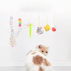 Giocattoli per gatti da ciao anti-noia artefatto canna da pesca gioco piume bastone per porta appesa altalena morso forniture per gattino corda appesa