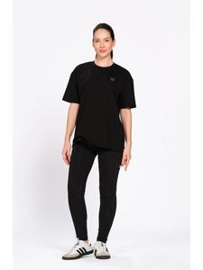 <b>Black</b> Cotton Oversized T-<b>Shirt</b> For <b>Women</b> Featuring Solid Color Casual Wear Styling For Daily Outfits Travel Shopping Outdoor - Product Image 2