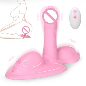 XLN Sit Ride Dildo Vibrator Remote Control 10 Getaran G-Spot Klitoris Anal Prostat Stimulasi Saddle USB Rechargeable Tahan Air - Product Image 1