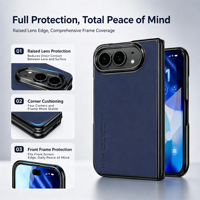 Étui de protection pour iPhone Duo Fold, design élégant et luxueux, protection d'écran intégrée, protection de cadre avant, découpes précises, ajustement fin, étui pour lunettes
