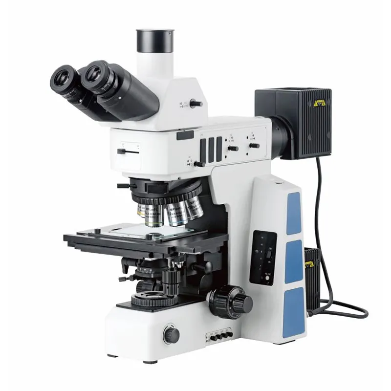 BestScope Microscopio metalúrgico industrial trinocular de alto nivel de investigación con campo brillante y oscuro