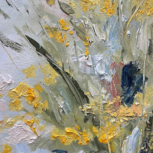 Meadow's Impressionist Wildflower Meadow <b>Painting</b> Diptych Oversized Hand Painted <b>Framed</b> Relief Abstract Home Hotel Wall Art - Product Image 4