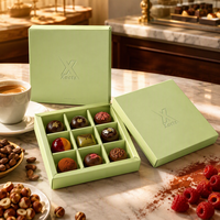 Boîte cadeau en carton pour chocolat, avec logo gaufré OEM ODM, matériaux recyclés artisanaux, qualité alimentaire, séparateurs en carton, finition mate, couvercle et base
