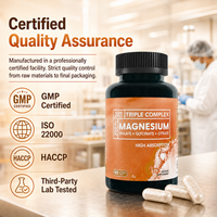 Complément de bien-être en capsules végétales véganes de magnésium à formule complexe OEM personnalisée, haute absorption, 90 capsules, vente en gros