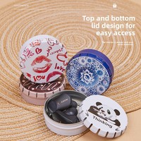 Boîte en métal colorée avec couvercle à clic-clac, mini boîte portable en métal imprimée de dessins animés, pour bonbons à la menthe, pilules, soins de santé, conteneur de rangement
