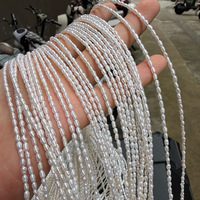 Perles d'eau douce naturelles Keshi sans noyau, irrégulières, ultra-fines, blanc froid, 2 mm, pour DIY, un fil de 38 cm, environ 100 pièces