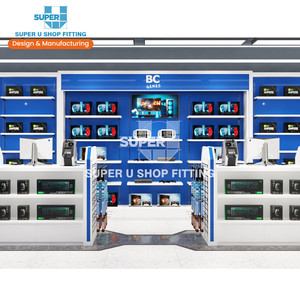 Decorazione del negozio Mobile in legno bianco personalizzato mobili per Workstation per cellulari <span class=keywords><strong>Play</strong></span> Game Shop Design per negozio di elettronica - Product Image 1