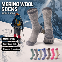 Chaussettes d'hiver épaisses en laine mérinos, thermiques, chaudes, pour la randonnée, la course à pied, le travail, avec soutien de la voûte plantaire, compression renforcée, évacuation de l'humidité