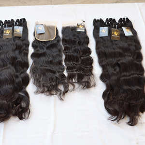 Extensiones de cabello humano Natural con cierre, extensiones de cabello Natural de alta calidad, ondulado, con cierre - Product Image 1