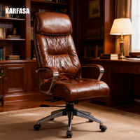 Chaise de bureau au design industriel classique avec hauteur réglable - Plusieurs couleurs de cuir et pivotante pour un usage domestique