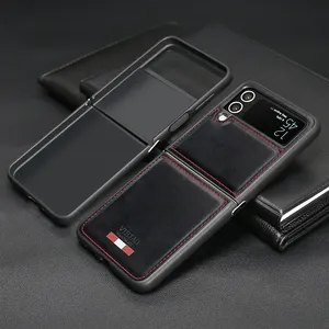 FREE SAMPLE VIETAO Design Flap Leather Cover For Samsung Galaxy Z Flip 4 3 2 Best Case Galaxy Z Flip 4 Flap Leather Cover Black