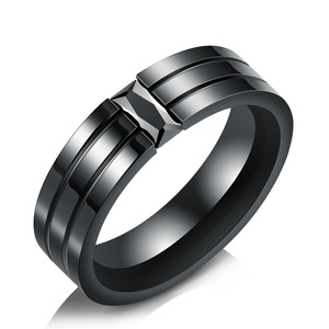 Bague géométrique pour homme en zircon noir 22MM en acier inoxydable avec sertissage pavé, bijou cadeau - Product Image 5