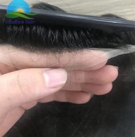 Q6-Sistema de reemplazo de cabello humano para hombres, pelucas de Protesis, flequillo, Parche de nudo, encaje y tupé de Base de Pu, 5x7