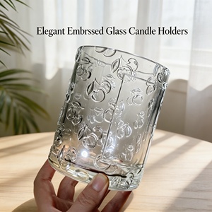 Pot à bougie <span class=keywords><strong>en</strong></span> <span class=keywords><strong>verre</strong></span> à paroi épaisse et texture gaufrée, conteneur vide <span class=keywords><strong>en</strong></span> gros pour la fabrication de bougies, cire de soja, décoration de mariage et de maison - Product Image 6