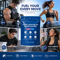 Créatine monohydrate en poudre en marque propre, 5 g, 15 sachets, micronisée avec L-citrulline pour la croissance et la force musculaires