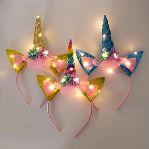 Băng Đô Kỳ Lân Cho Trẻ Em Vòng Hoa Tóc Phát Sáng Băng Đô Hoa <span class=keywords><strong>LED</strong></span> Nhấp Nháy Cho Bé Gái Tiệc Cưới Trang Trí Giáng Sinh Tiệc Sinh - Product Image 3