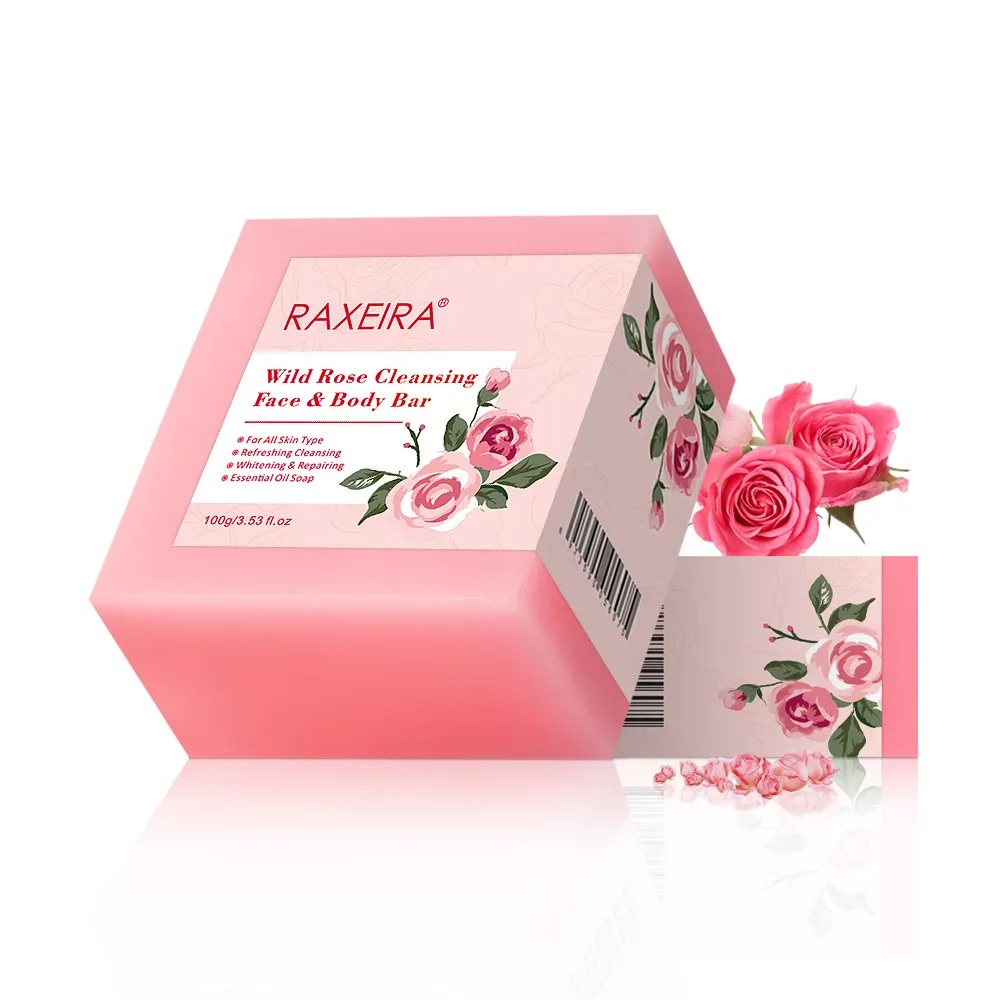 Grosir OEM pembersih wajah sabun Bar tubuh produsen ekstrak mawar sabun mandi buatan tangan organik alami