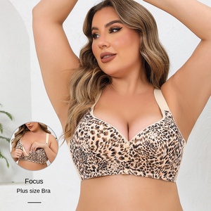 Soutien-gorge sans armatures grande <span class=keywords><strong>taille</strong></span> à bonnets fins A-G, bretelles réglables, imprimé <span class=keywords><strong>l</strong></span>éopard, fermeture avant, push-up, pour femme – Collection été - Product Image 2
