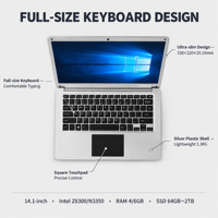 Laptop 14.1 Inci Intel Celeron N3350 1366x768 4GB SSD 512GB Ultra-tipis Sensor Hall Speaker Ganda Silver N3350 Paket BT