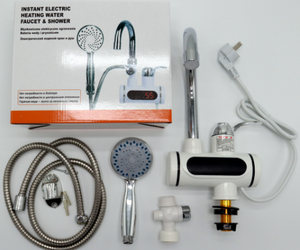 Robinet <span class=keywords><strong>chauffe</strong></span>-<span class=keywords><strong>eau</strong></span> instantané électrique Bokai RX-018 en acier inoxydable, affichage LED, étanche IPx4, 3000W - Product Image 6