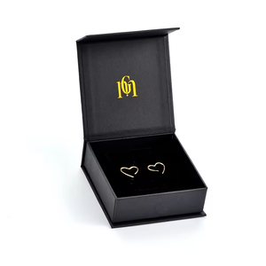GLAMPKG <b>Black</b> Magnetic Closure Jewellery Gift Paper <b>Box</b> <b>Black</b> Foam Insert Gold LOGO Printed Folding Jewelry <b>Box</b> Packaging - Product Image 2
