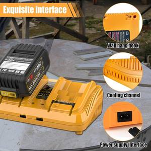 <span class=keywords><strong>Chargeur</strong></span> de batterie Li-ion <span class=keywords><strong>DEWALT</strong></span> 12V/20V à double port pour batteries lithium <span class=keywords><strong>DEWALT</strong></span> DCB DCB102 DCB124 DCB203 DCB206 12V 20V - Product Image 4