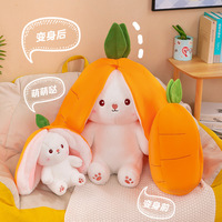 Adorable Almohada de Peluche de Conejo Estilo Niña, Transformable en Conejo Zanahoria, Conejo Fresa, Alien, Almohada para Abrazar en Oficina o Dormitorio