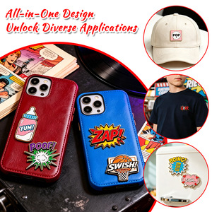 Autocollants Métalliques Personnalisés Effet Sonore <span class=keywords><strong>BD</strong></span>, Autocollants Téléphone Pop Art, Badges Bulle de Parole, Décalcomanies Électroplaquées, Cadeaux Parfaits pour <span class=keywords><strong>la</strong></span> Vente Anglaise - Product Image 5