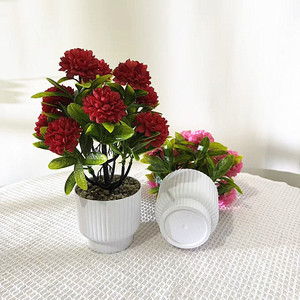Nouvel ensemble de 12 mini-bonsaïs de chrysanthèmes boule, fleurs de pluie en pierre, plantes artificielles créatives faites à la main en pot pour intérieur/extérieur - Product Image 3