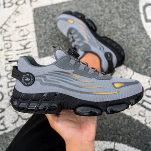 Sepatu Keselamatan Kerja Pria Model Low Cut untuk Musim Panas, Bahan Rajut, untuk Industri dan Pabrik, Berujung Baja, Tanpa Tali, Kancing Putar, Jaring Bernapas - Product Image 4