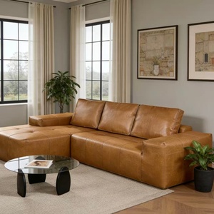 Модульный угловой диван <span class=keywords><strong>M</strong></span> Deep Seat L-образной формы, коричневый, из искусственной кожи, секционный диван Cloud, бескаркасные диваны для гостиной - Product Image 2