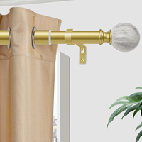 Tringle à Rideaux Longue en Fer Doré Luxe, Effet Marbre Givré, Robuste et Réglable, avec Supports