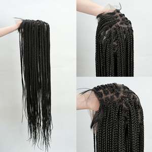 Perruque tressée transparente en dentelle frontale et pleine dentelle pour femmes, sans colle, 100 % résistante à la chaleur, vente en gros pour revendeurs - Product Image 3