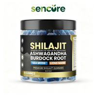 Gommes à mâcher aux herbes de Shilajit pur de l'Himalaya, Ashwagandha, Racine de Bardane, Acide Fulvique, Mousse de Mer – Antioxydant et Soutien Immunitaire pour Adultes – Durée de conservation : 24 mois