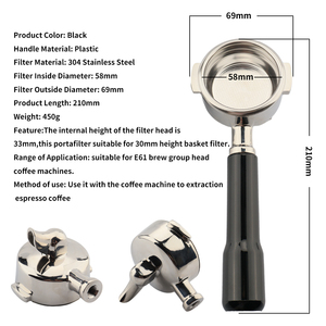 Macchine per caffè Espresso 58mm beccuccio 304 acciaio inossidabile E61 universale nero beccuccio caffè doppio aperto - Product Image 4