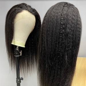 Guarantee Hair Brazilian/peruvian Mink Hair <b>Lace</b> <b>Wig</b> Kinky/yaki Straight <b>Lace</b> <b>Wig</b> Natural Color Handmade and Machine Wefted <b>Wig</b> - Product Image 1