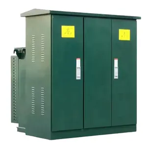 กล่องหม้อแปลงไฟฟ้าสถานีย่อย 250kva 630KVA 1000kVA กลางแจ้งสามเฟส 13.8kV/480V 33kV หม้อแปลงไฟฟ้าแบบติดตั้งแผ่น