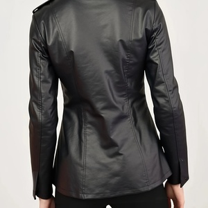 OEM <b>Jacket</b> Unisex High Quality <b>Jacket</b> Women's PU <b>Leather</b> <b>Long</b> Sleeve Zipper One Piece - Product Image 3