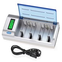 Chargeur de batterie Ni MH à ouverture rabattable, USB 5V/2A, écran LCD, rétroéclairage LED, chargeur intelligent portable pour piles rechargeables AA AAA Ni MH