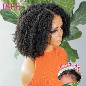 Perruque ISEE Upgrade 7X5 Lace Prête à Porter Sans Colle Cheveux Humains Afro Crépus Bouclés Pré-Coupés 13X4 HD Full Lace Front pour Femmes - Product Image 1