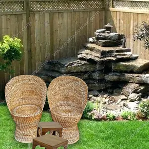 Lounge Modernen Rahmen Runde designer möbel handgemachte rattan wicker set von 2 stühle mit rückenlehne outdoor indoor großhandel groß