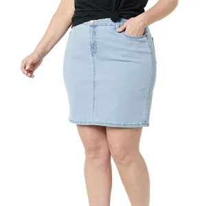 Saia jeans feminina clássica, roupas femininas para verão, tecido