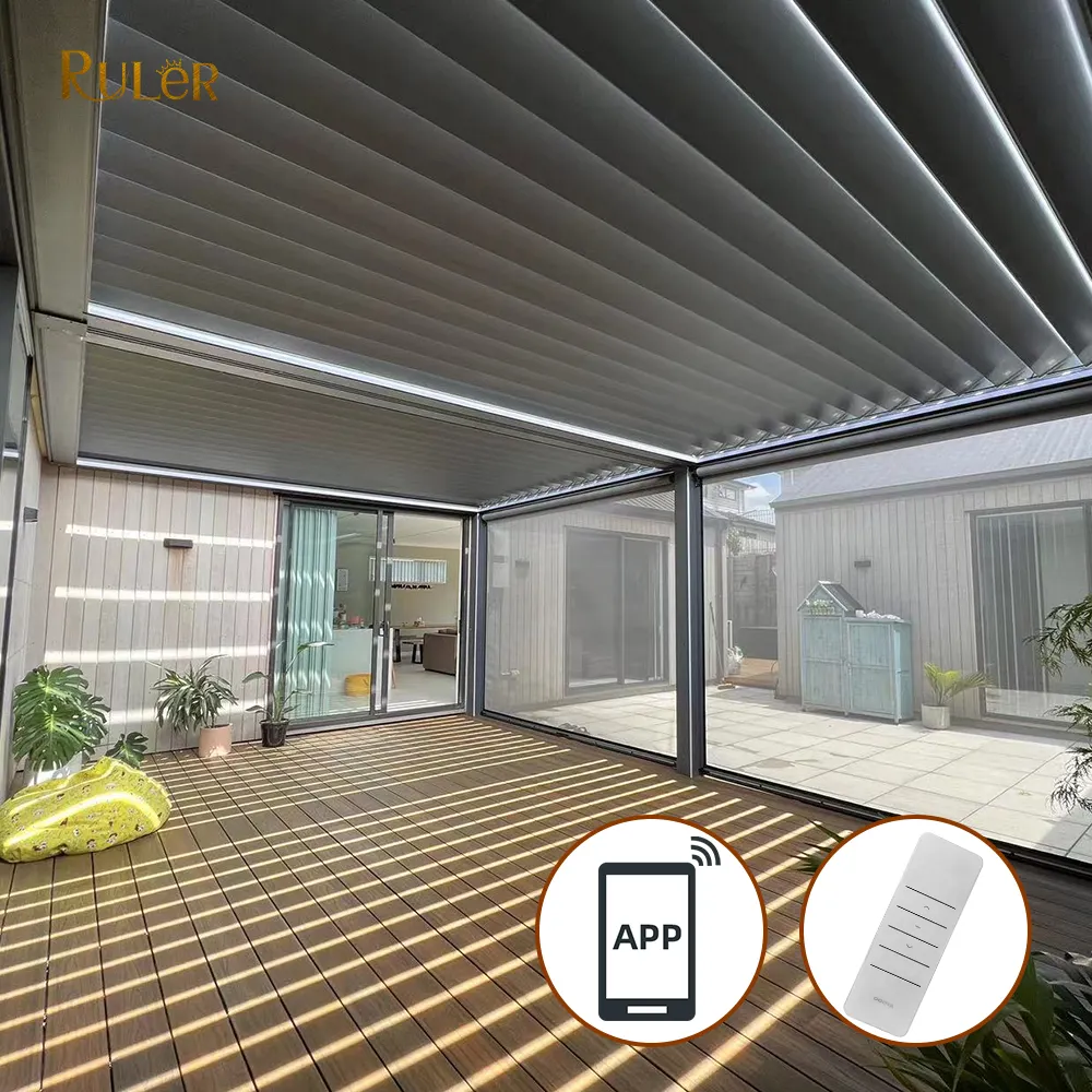 Instalar facilmente app controle remoto pastorilho ao ar livre gazebo jardim bioclimático alumínio pergola
