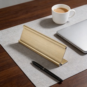 L-Shaped Desk Card Holder Gold 5x20cm Metal Office Hotel Nameplate Vertical Type - Product Image 2