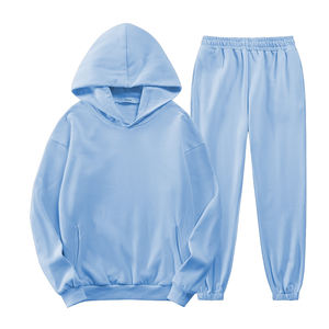 冬季女装100% 有机纯棉2件套女式连帽衫连帽衫套装 - Product Image 2