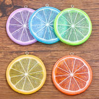 Pendentif en résine 3D coloré de 49*53mm, simulation de fruits (pamplemousse, citron vert, citron) pour accessoires de bijoux DIY